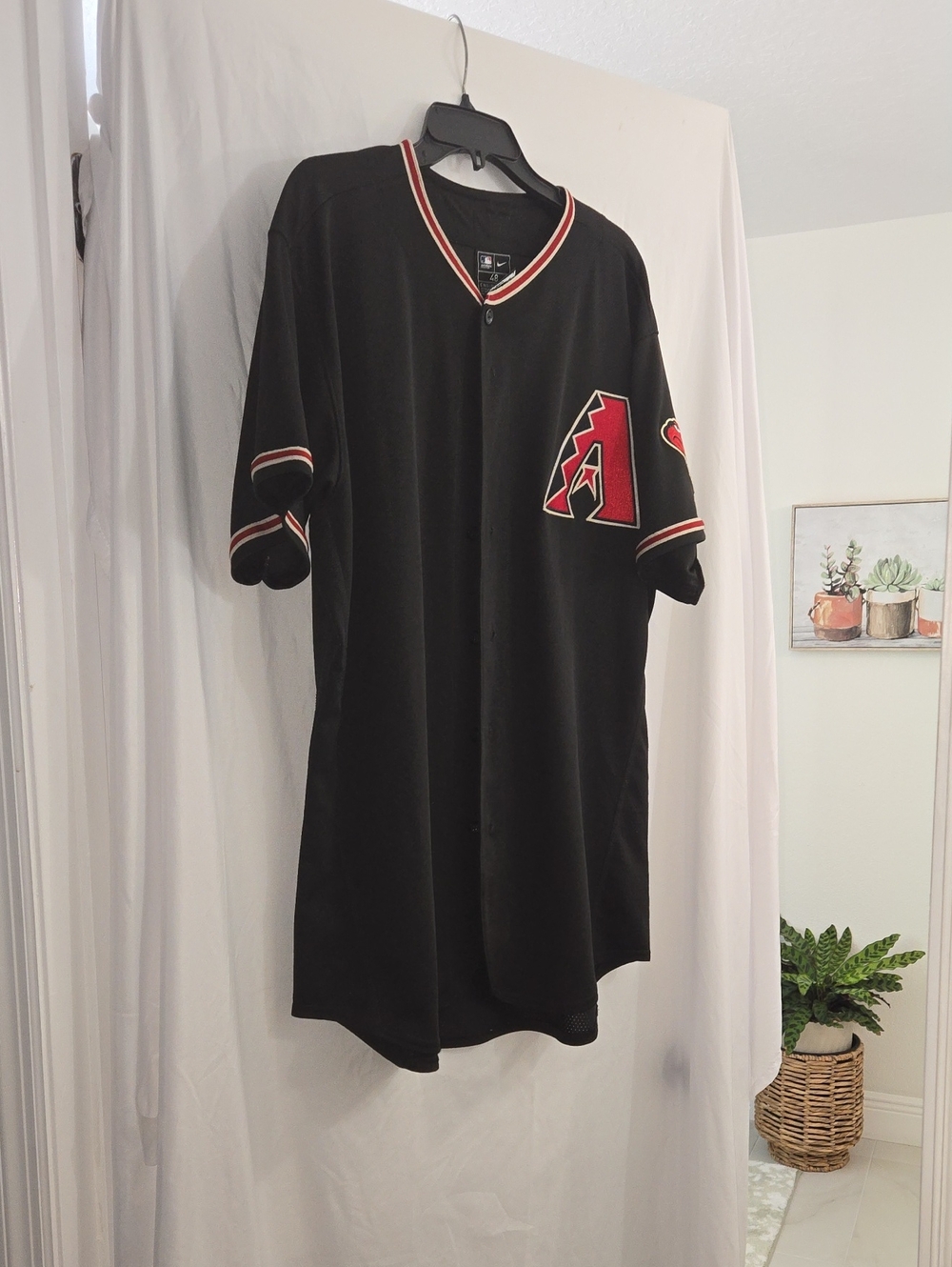 Arizona Diamondbacks Black Button Baseball Jersey with Red Logo
